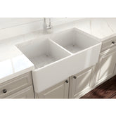 Bocchi 34" Undermount Double Bowl Composite Workstation Kitchen Sink with Covers in Milk White - 1618-507-0126HP