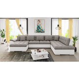 Maxima House LEONARDO Sofa White/Gray Sectional Sleeper Sofa - MIR031