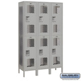 Salsbury 15" Wide Double Tier Vented Metal Locker - 3 Wide - 82365GY-U
