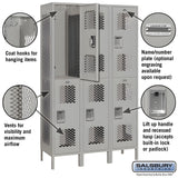 Salsbury 15" Wide Double Tier Vented Metal Locker - 3 Wide - 82365GY-U