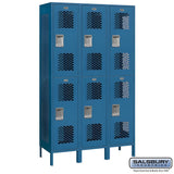 Salsbury 15" Wide Double Tier Vented Metal Locker - 3 Wide - 82365GY-U