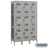 Salsbury 15" Wide Triple Tier Vented Metal Locker - 3 Wide - 83365GY-U