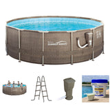 Summer Waves P20014482 14Ft x 48In Round Frame Above Ground Swimming Pool Set - 252978