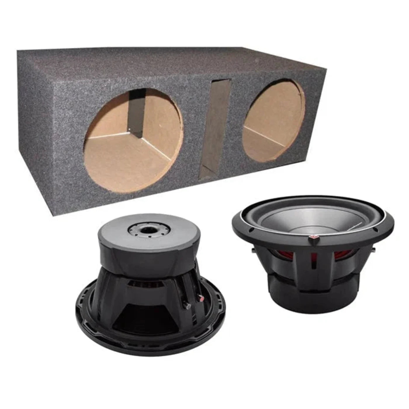 2 ROCKFORD FOSGATE P3D2-12 12 2400 Watt 2-Ohm DVC Car Subwoofers + Sub Box - 29839