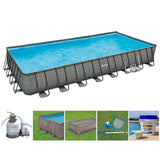 Summer Waves 32ft x 16ft x 52in Rectangle Frame Above Ground Swimming Pool Set - 252769