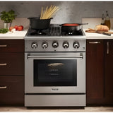 Thor Kitchen 30 in. Natural Gas Burner/Electric Oven Range in Stainless Steel, HRD3088U