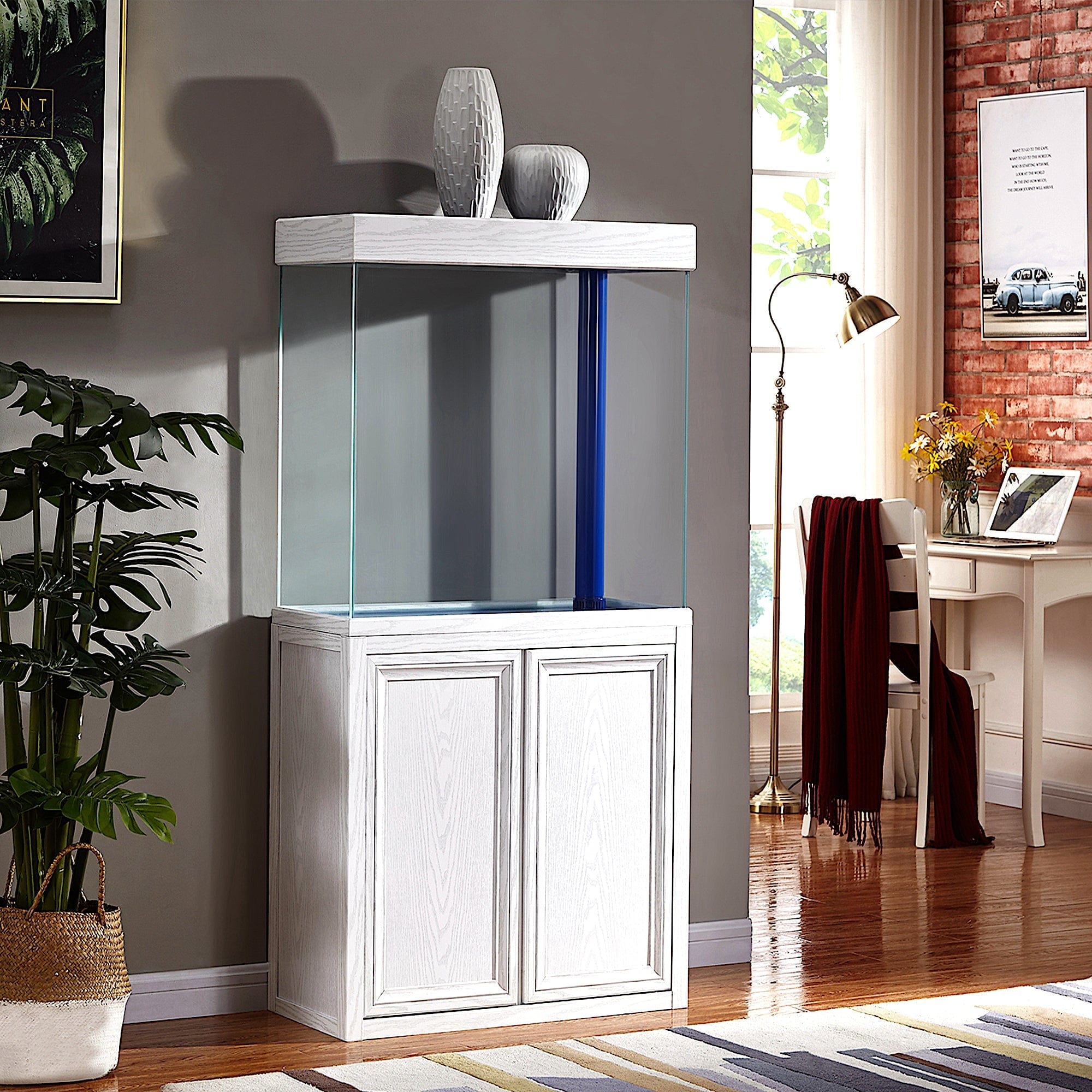 AQUA DREAM 50 GALLON TEMPERED GLASS AQUARIUM WHITE OAK-AD-860-WO