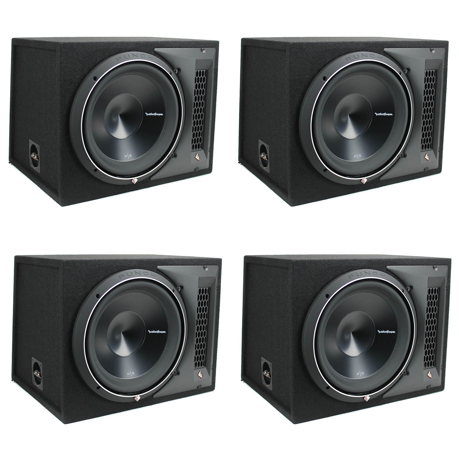 Rockford Fosgate 12" 1200 Watt Single Loaded Subwoofer Sub Enclosure 4 Pack - 194028