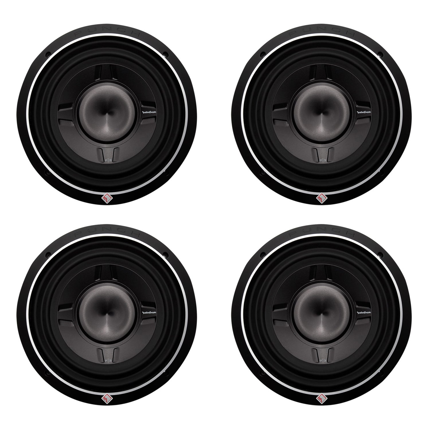 New Rockford Fosgate 10" 600 Watt Car Audio Shallow Subwoofer P3SD410 4 Pack - 194080