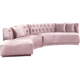 Meridian Furniture Kenzi 2pc Velvet Sectional in Pink - 641Pink-Sectional