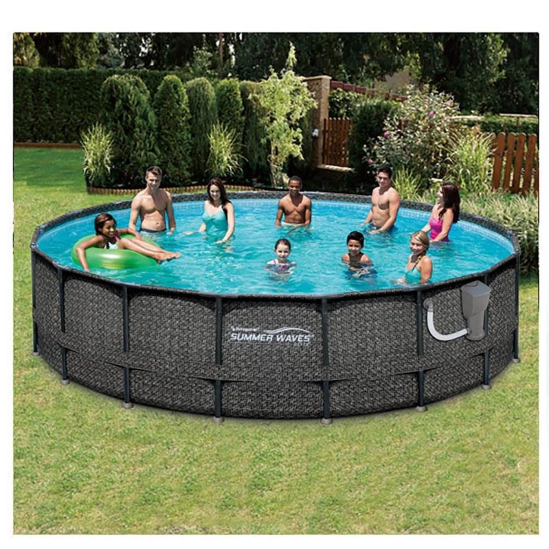 Summer Waves P4A01848B Elite 18ft x 48in Above Ground Frame Swimming Pool Set - 253211