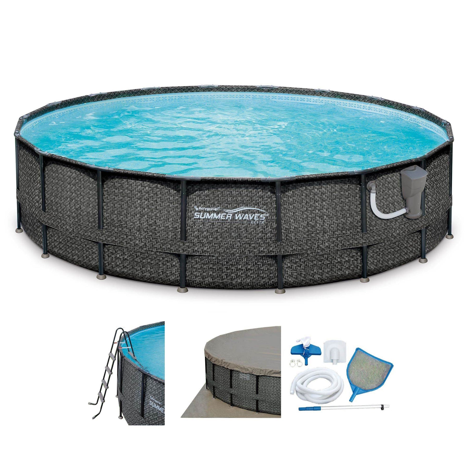 Summer Waves Elite 20ft x 48in Above Ground Frame Swimming Pool Set with Pump - 77140