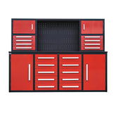 Chery Industrial 7' Garage Storage Cabinet with Workbench 18 Drawers & 4 Cabinets & Pegboard