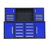Chery Industrial 7' Garage Storage Cabinet with Workbench 18 Drawers & 4 Cabinets & Pegboard