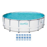 Summer Waves Elite 16' Metal Frame Above Ground Pool Set + Pump + 12 Cartridges - 80810