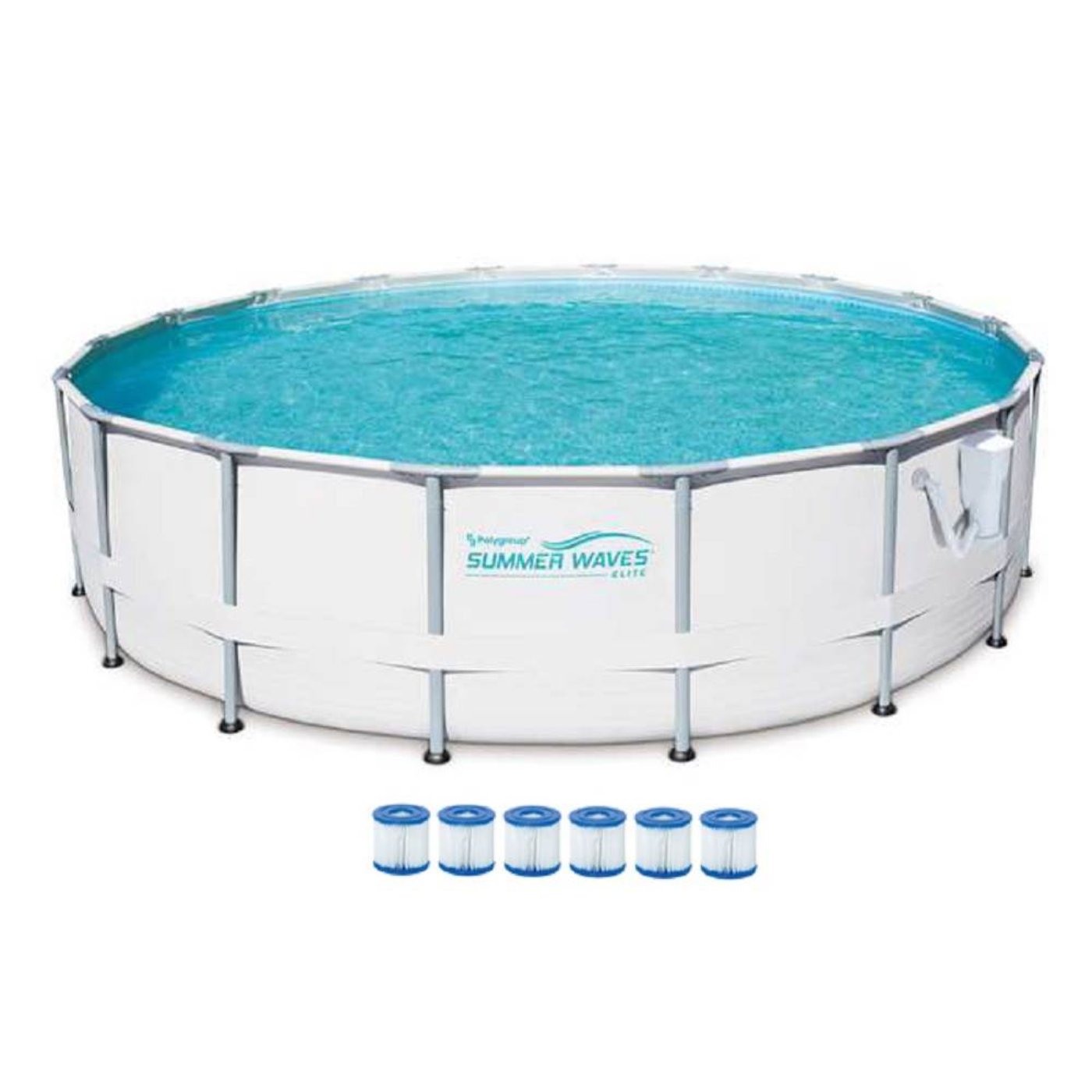 Summer Waves Elite 18' Metal Frame Above Ground Pool Set + Pump + 6 Cartridges - 80814