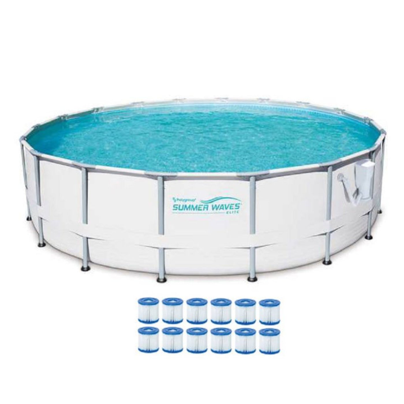 Summer Waves Elite 18' x 48" Metal Frame Pool Set w/ Pump & Cartridges 12 Pack - 80815