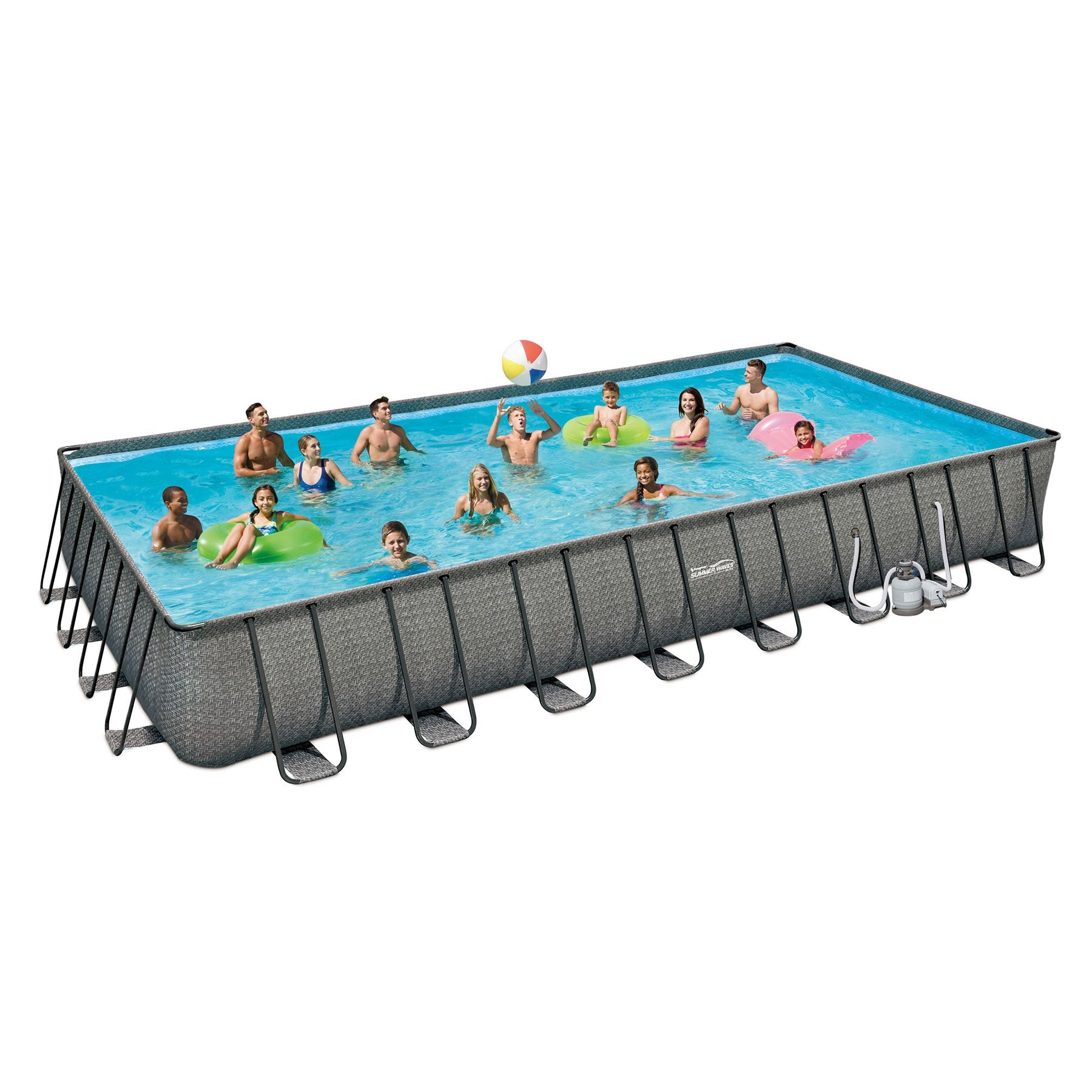 Summer Waves 24ft x 12ft x 52in Rectangle Above Ground Frame Swimming Pool Set - 90693