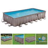 Summer Waves 24ft x 12ft x 52in Rectangle Above Ground Frame Swimming Pool Set - 90694