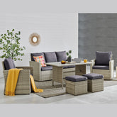 Barton 6-Pieces Outdoor Patio Dining Furniture with Table Cushion Wicker Rattan 93508