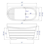 ALFI 63" Cedar Wooden Freestanding Bathtub AB1105