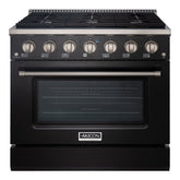 Akicon 36" Slide-in Freestanding Professional Style Gas Range with 5.2 Cu. Ft. Oven, 6 Burners, Convection Fan, Cast Iron Grates. Black & Stainless Steel - AK-JK36A1-BS