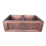 Akicon Double Bowl Farmhouse Apron Copper Kichen Sink - AKS602-C