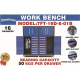 Chery Industrial AS-IS 7' Garage Storage Cabinets 16 Drawers