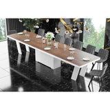 Maxima House Dining Set ALETA 11 pcs. modern wood/ white Dining Table with 4 self-starting leaves plus 10 chairs - HU0083K-332GR