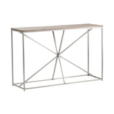 Crestview Collection Bengal Manor 50" x 15" x 31" Occasional Rough Mango Wood And Iron Asterisk Rectangle Console Table In Natural Wood and Nickel Finish - CVFNR676