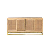 Crestview Collection Bengal Manor 68" x 14" x 32" 4-Sliding-Door Coastal Natural Cane Light Mango Wood Sideboard - CVFNR706