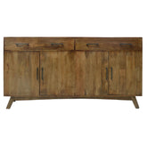 Crestview Collection Bengal Manor 72" x 17" x 37" 2-Drawer 4-Door Transitional Mango Wood Dovetail Case Sideboard In Heritage Finish - CVFNR656