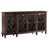 Crestview Collection Hawthorne Estate 70" x 15" x 35" 4-Door Traditional Wood Breakfront Sideboard With Open Fretwork In Heritage Finish - CVFVR8002