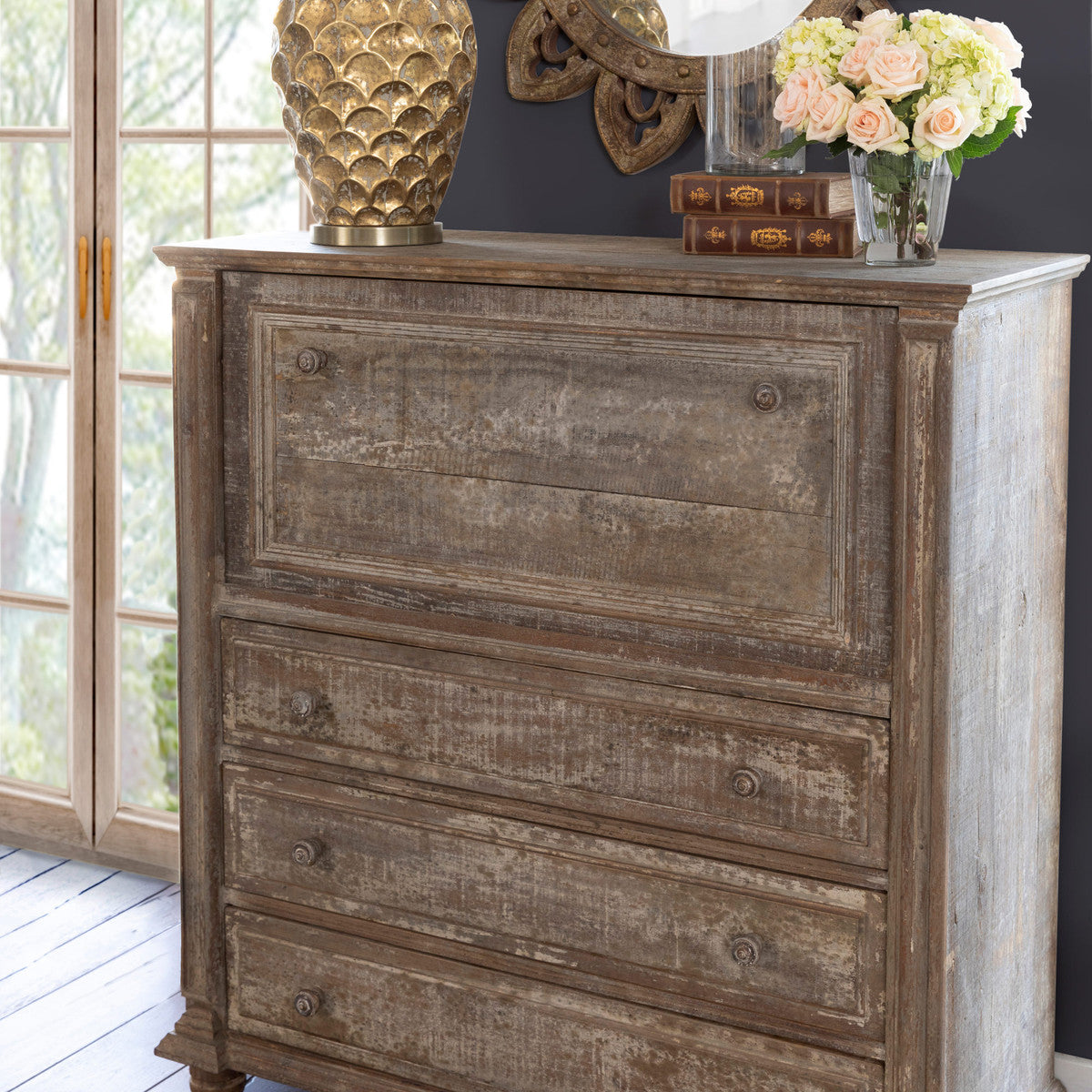 Lovecup Latch Open Aged Writing Desk L039 - 32095328632930