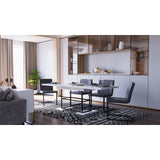 Maxima House Dining Set ANIE 7 pcs. white modern glossy Dining Table with 2 self-starting leaves plus 6 chairs