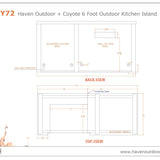 Haven Outdoor 72-Inch Outdoor Kitchen Island with Plain Panel - HCOY72PANAB