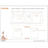 Haven 96-Inch Outdoor Kitchen Island with Trash Center, 24-Inch Refrigerator & Gas Grill - HCOY96REF-AB-LP