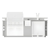 Hestan 8-Foot Outdoor Living Suite with Stainless Steel Countertop, Beer Dispenser Cutout and Raised Bellybar with Foot Rail - GESDB08