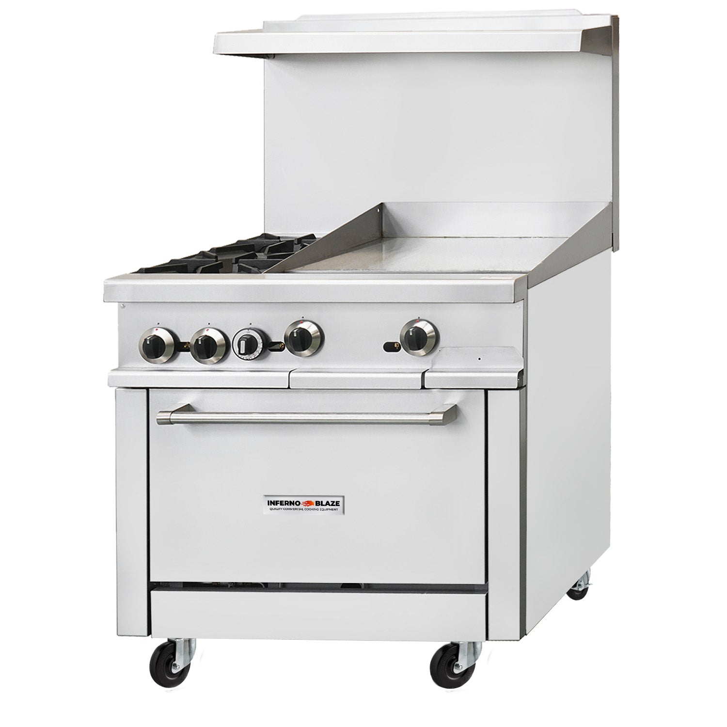 Inferno Blaze IB-GR-3624G 36” Wide, 2 Gas Range With Griddle, 24” Wide Manual, 1 Oven - IB-GR-3624G