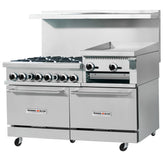 Inferno Blaze IB-GR-6024GB 60” Wide, 6 Burner Range, 24” Wide Manual Griddle, Stove top Broiler, 2 Ovens - IB-GR-6024GB