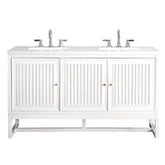 James Martin Vanities Athens Collection 60 in. Double Vanity in Glossy White with Solid Surface Countertop Options - E645-V60D-GW-3AF
