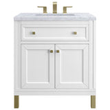 James Martin Vanities Chicago Collection 30 in. Single Vanity in Glossy White with Countertop Options - 305-V30-GW-3AF
