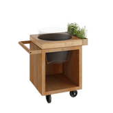 OFYR Kamado Table Corten 65 Pro Teak Wood BGE - O-K-T-65-PRO-TW-BGE