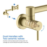 Kibi Circular Kitchen Pot Filler in Brushed Gold Finish - KPF601BG