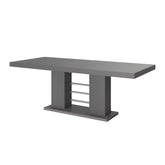 Maxima House Dining Set LISA 7 pcs. gray modern glossy Dining Table with 2 self-storing leaves plus 6 white chairs - HU0074K-104WH