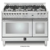 Lofra Maestro 48" Stainless Steel Finish & Trim Dual Fuel Double Oven Range - MXSD48MMG700