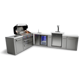 Mont Alpi 6-Burner Island With a 90-Degree Corner, Kegerator and Beverage Center - MAi805-90KEGBEV