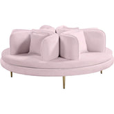 Meridian Furniture Circlet Pink Velvet Roundabout Sofa with Gold Iron Legs - 627Pink