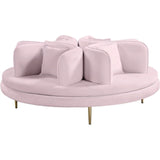Meridian Furniture Circlet Pink Velvet Roundabout Sofa with Gold Iron Legs - 627Pink