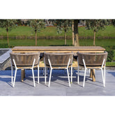 OUTSY Santino + Melina 7-Piece Outdoor Dining Set - White Legs - 0ASAN-MEL-DIN-SET-WH